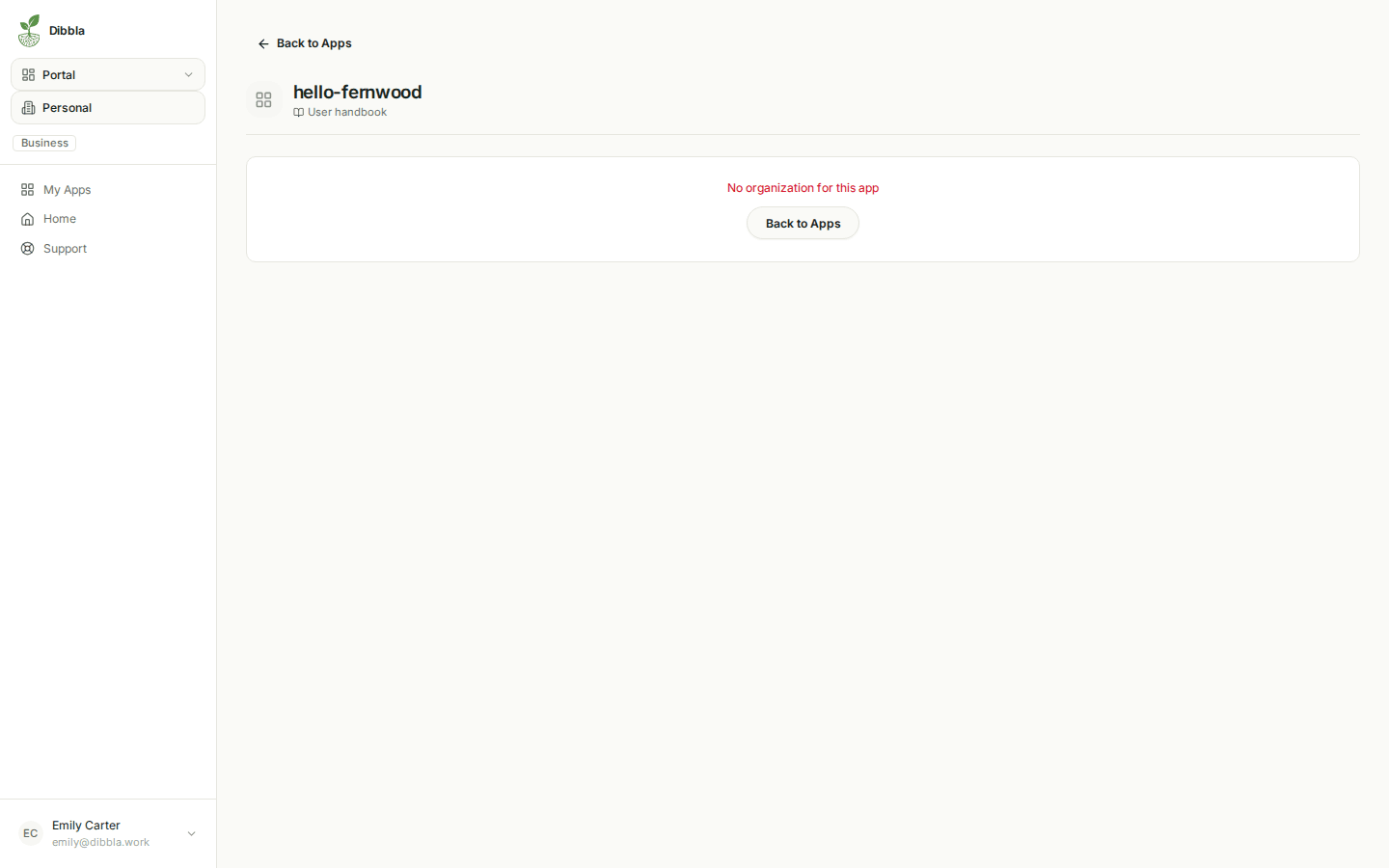 The handbook as the deploy produced it, showing the landing page and its links